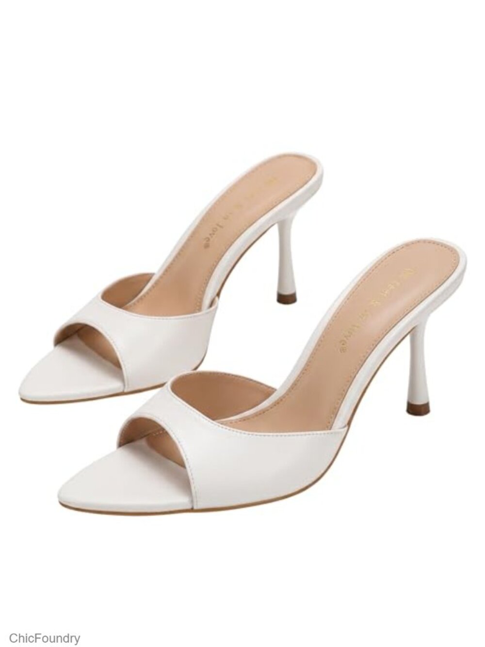 Women's Slip-On Stiletto Heel Mule Sandals Peep Toe Casual Party Wedding Slides